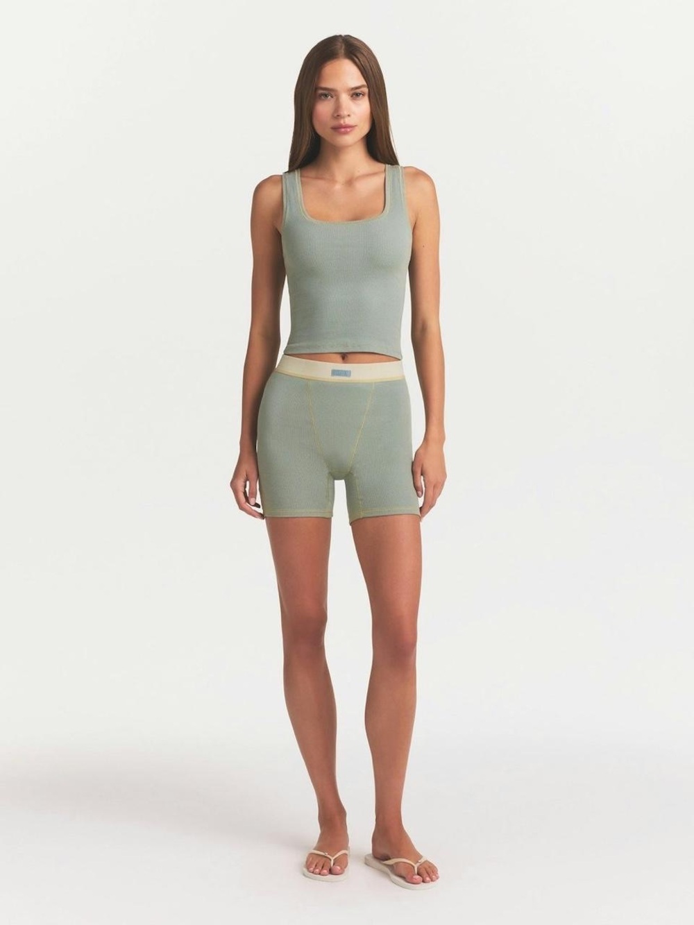 SKIMS Ribbed Scoop Neck Tank - Sage Green